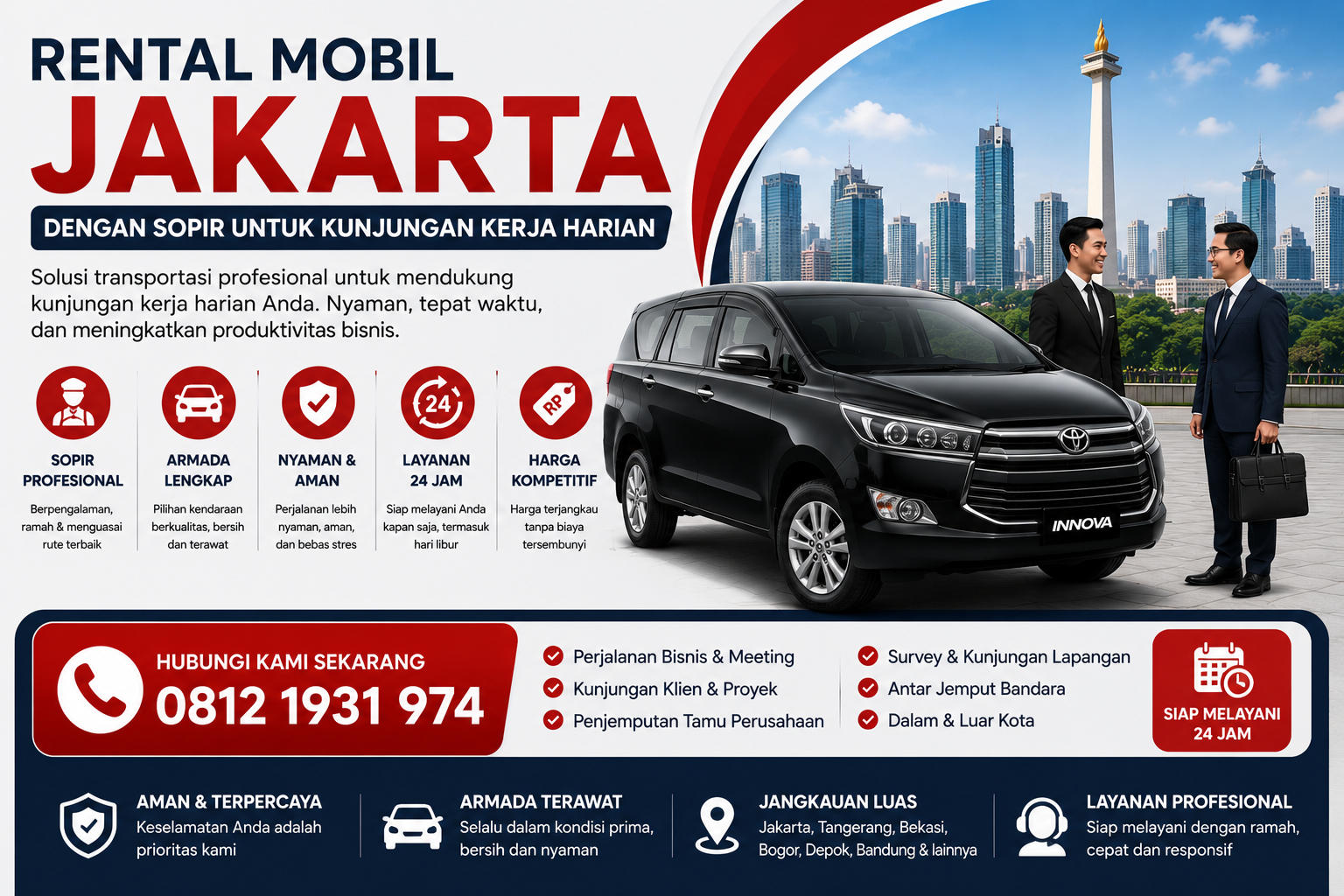 Rental Mobil Jakarta dengan Sopir untuk Kunjungan Kerja Harian
