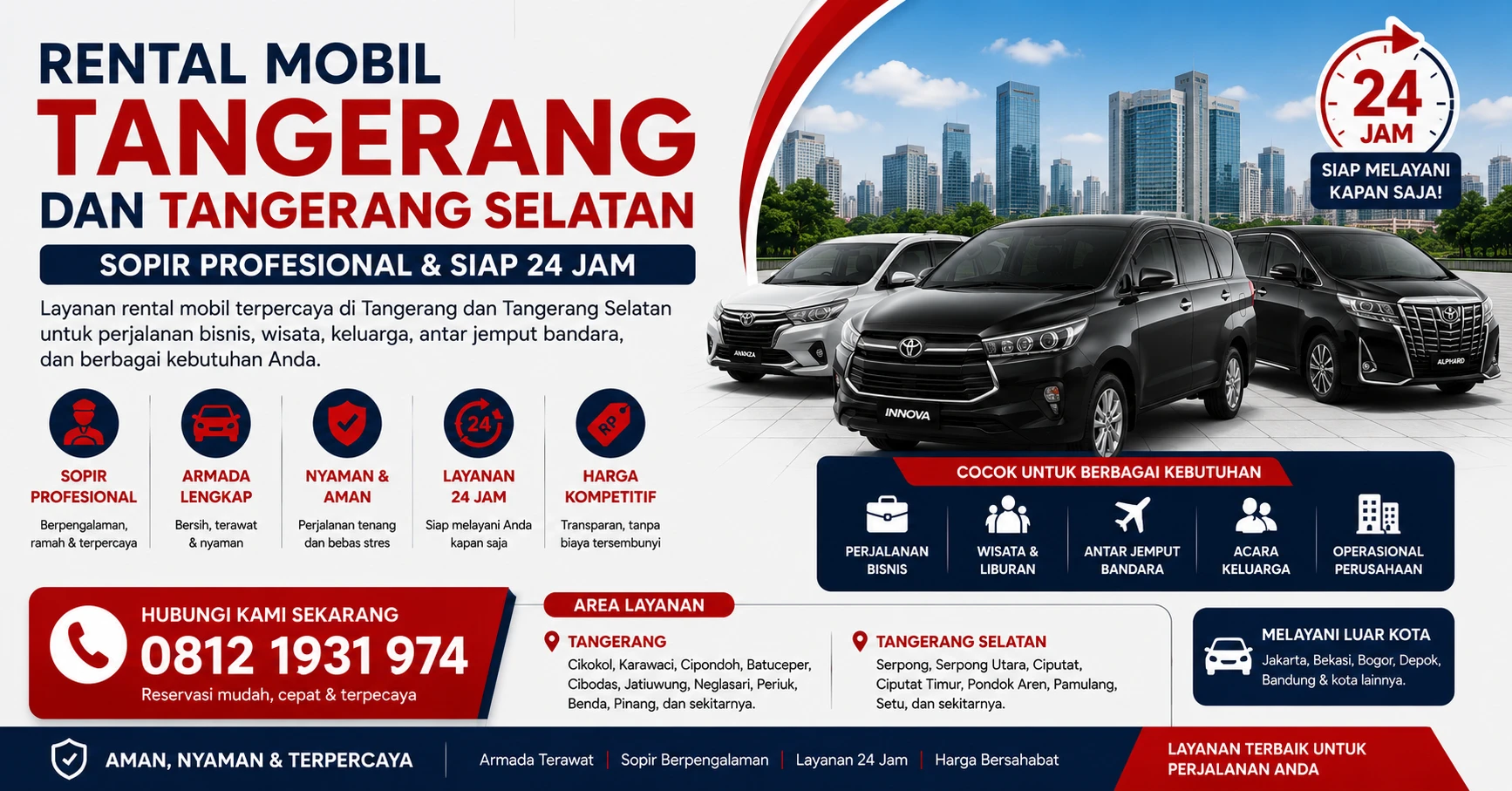 Rental Mobil Tangerang dan Tangerang Selatan | Sopir Profesional & Siap 24 Jam