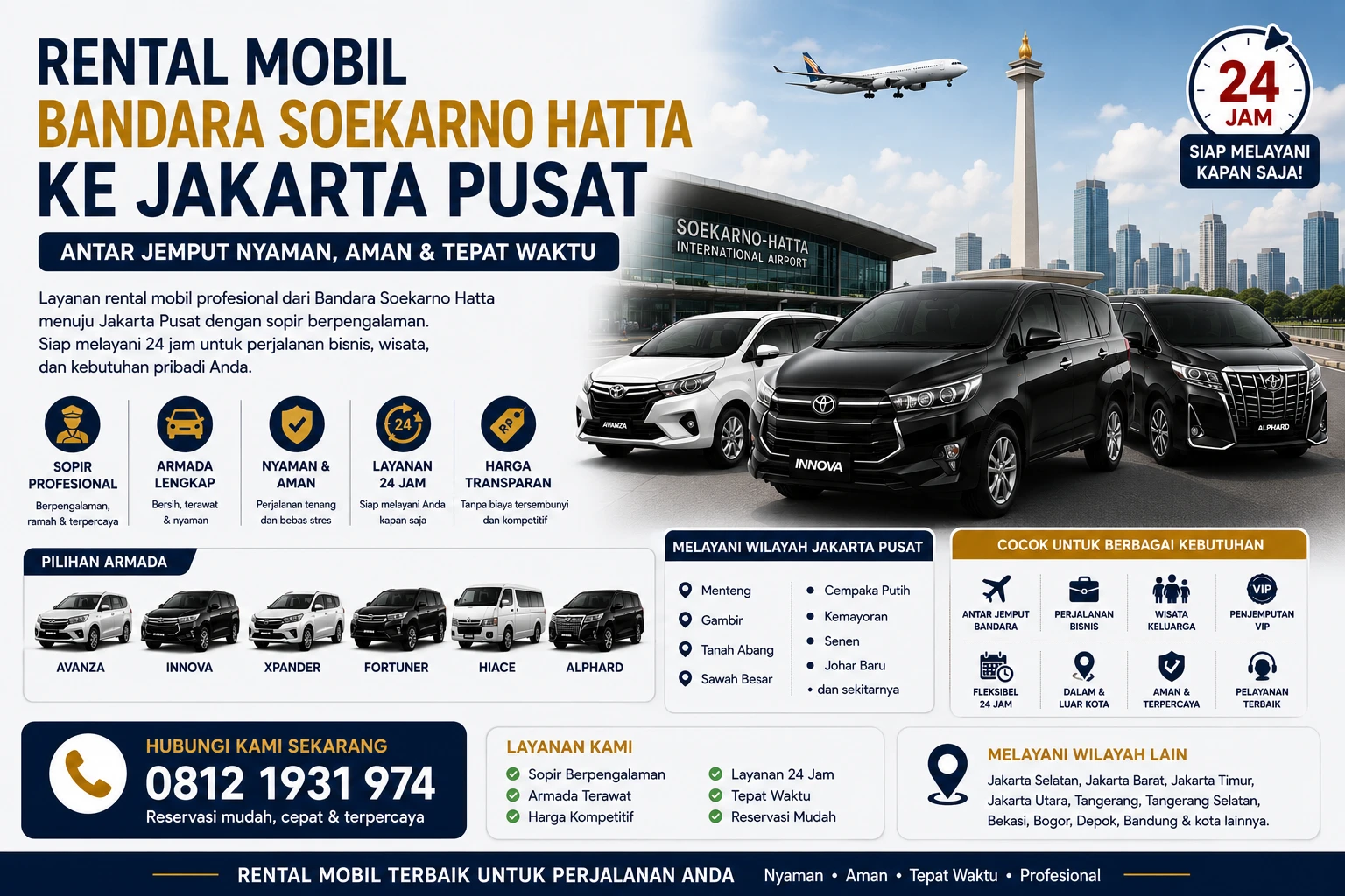 Rental Mobil Bandara Soekarno Hatta ke Jakarta Pusat