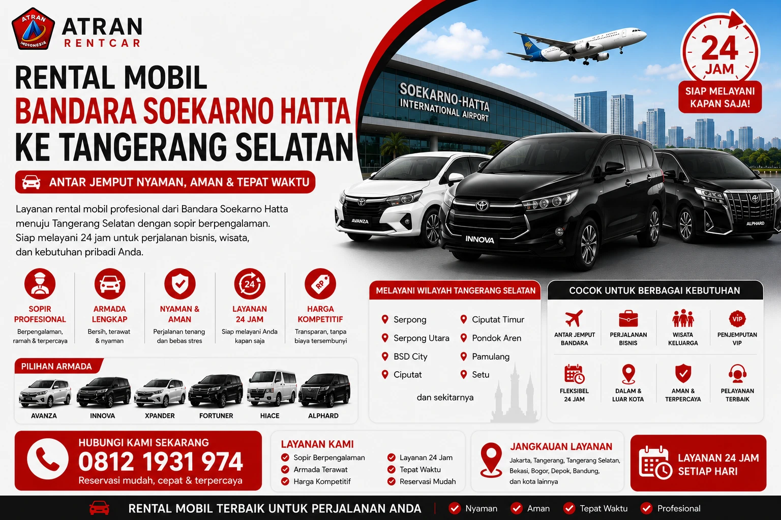 Rental Mobil Bandara Soekarno Hatta ke Tangerang Selatan