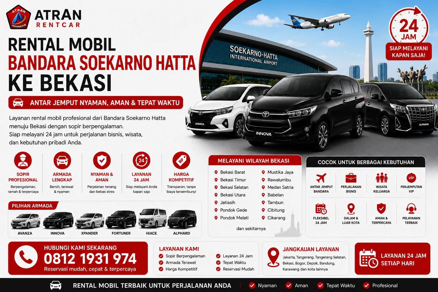 Rental Mobil Bandara Soekarno Hatta ke Bekasi