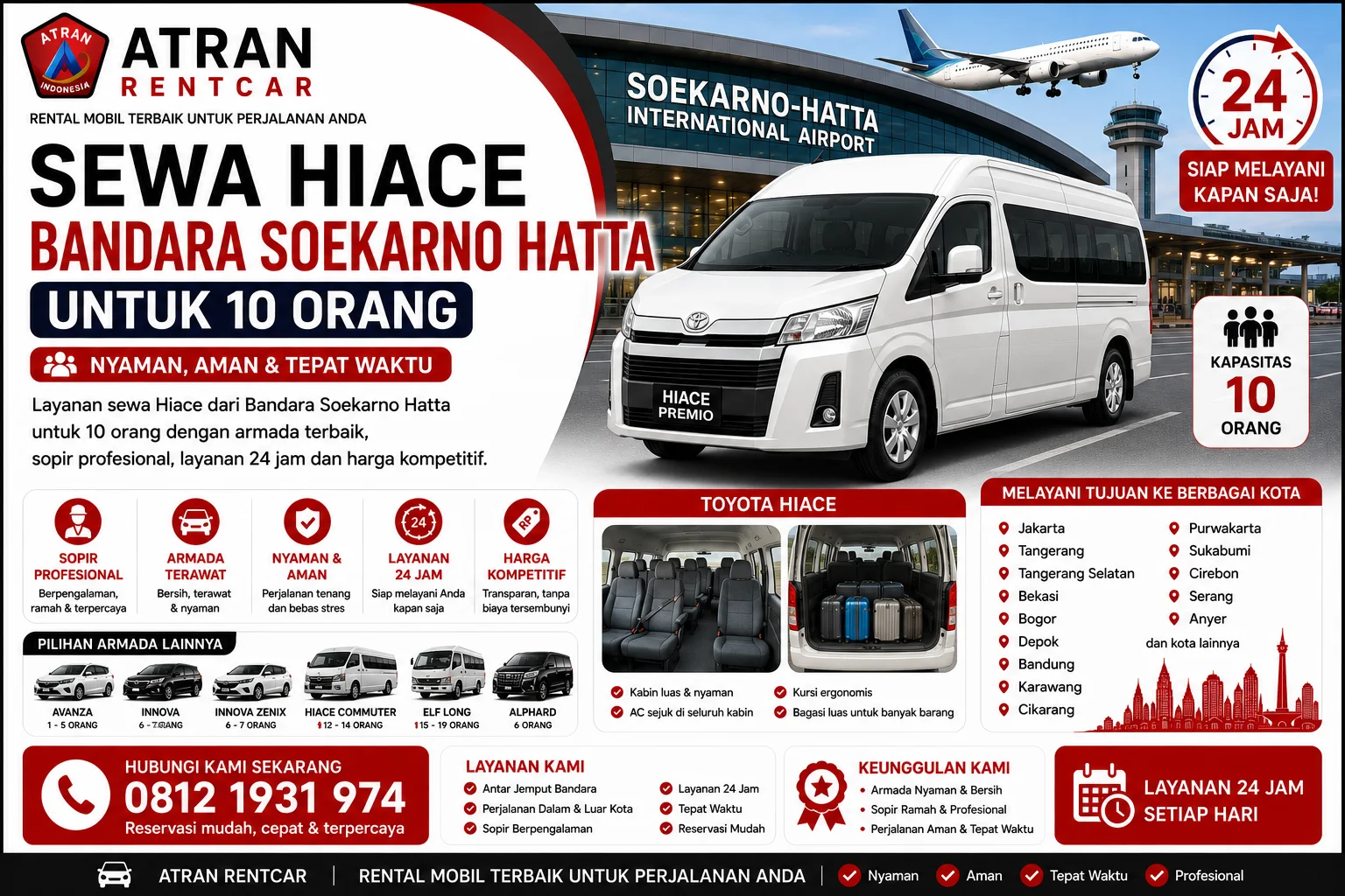 Sewa Hiace Bandara Soekarno Hatta CGK untuk 10 Orang