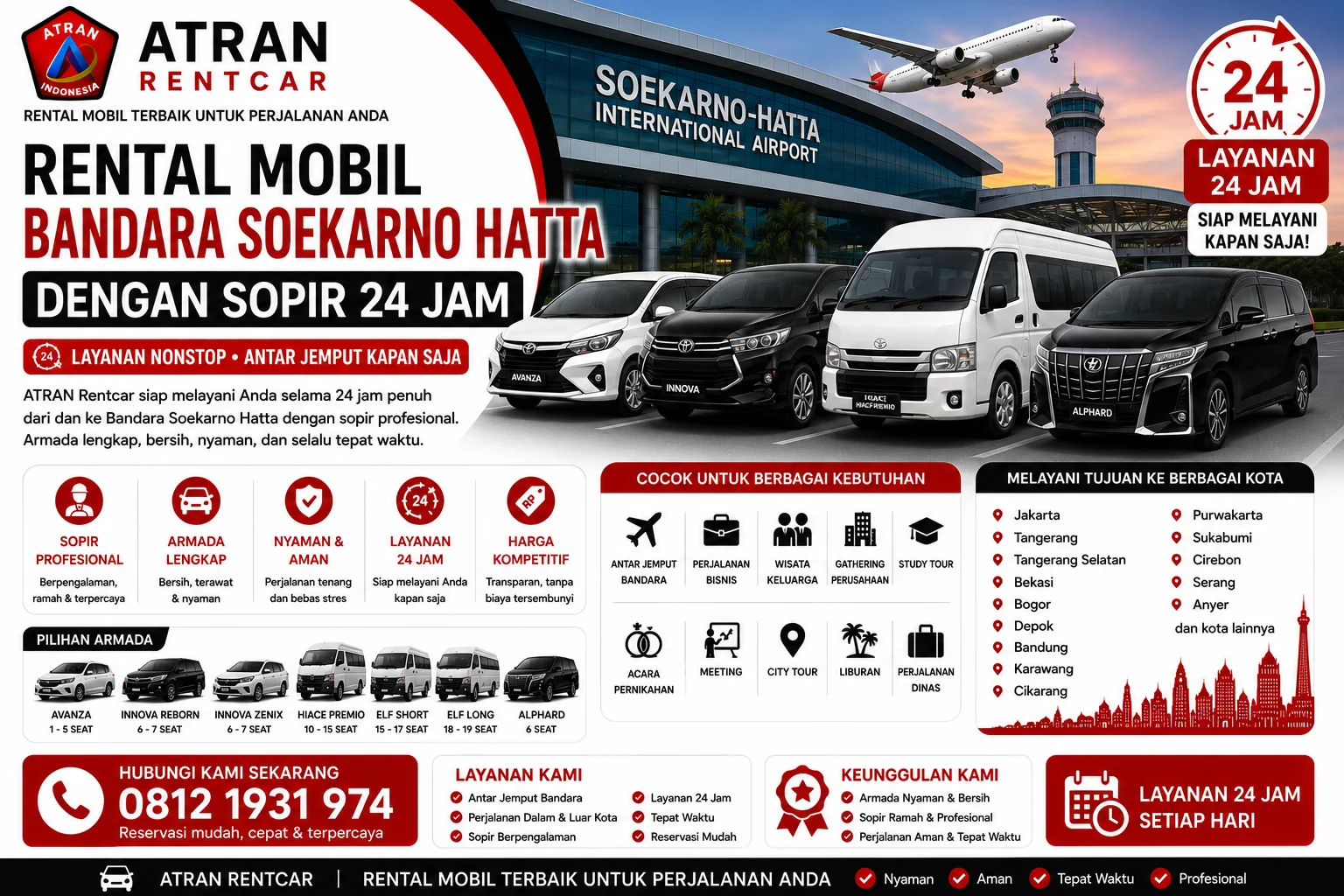 Rental Mobil Bandara Soekarno Hatta dengan Sopir 24 Jam