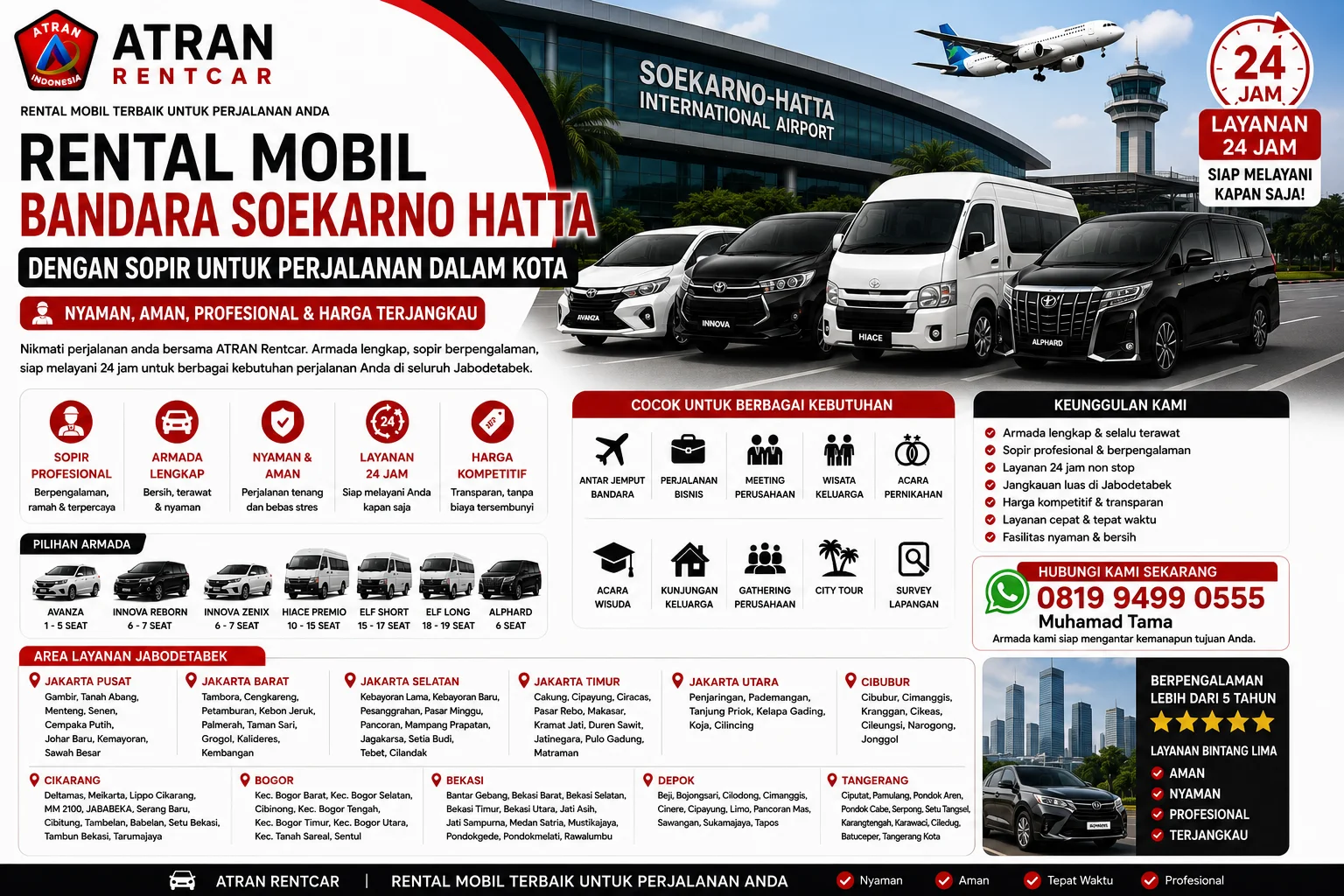 Rental Mobil Bandara Soekarno Hatta dengan Sopir untuk Perjalanan Dalam Kota
