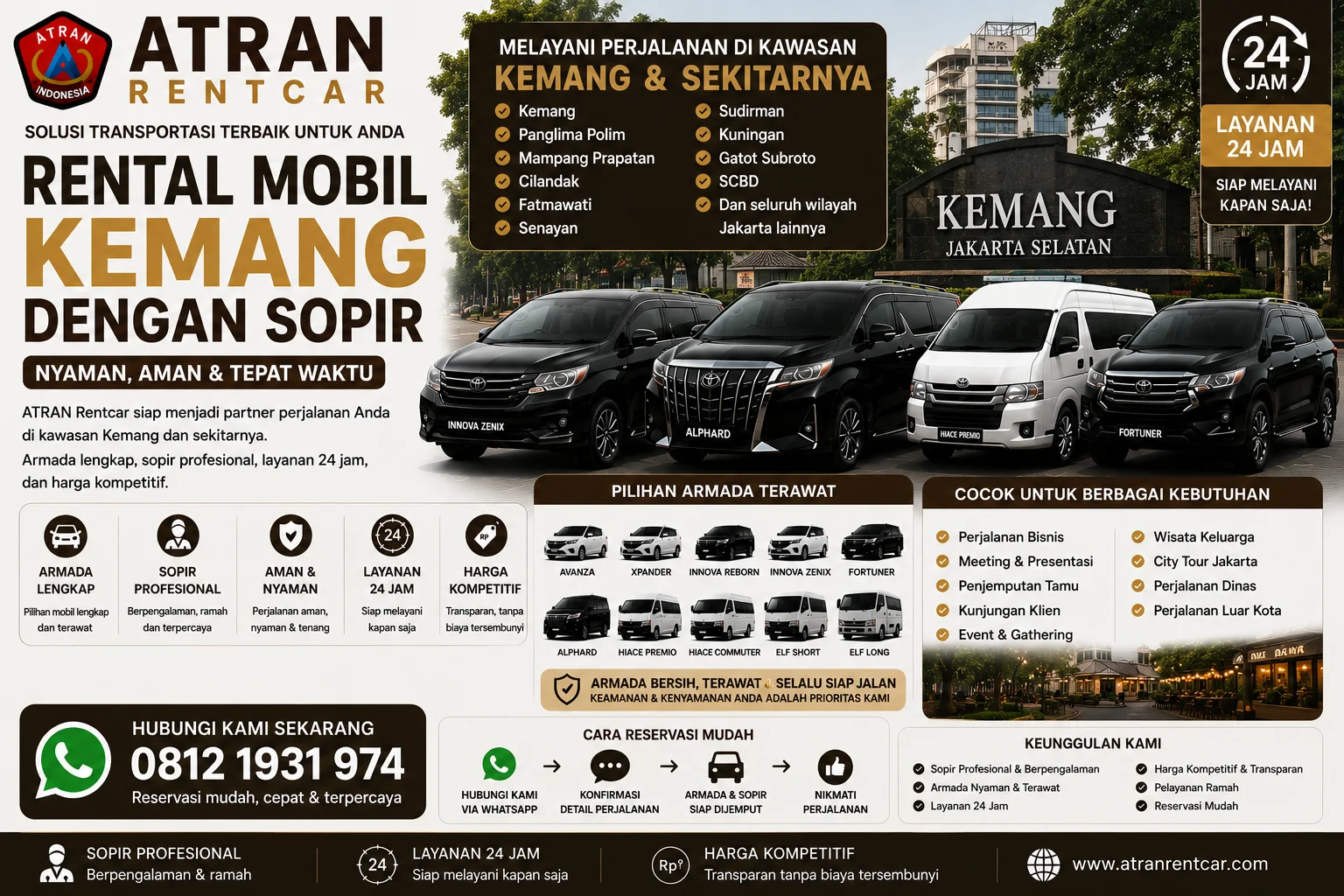 Rental Mobil Kemang dengan Sopir Profesional