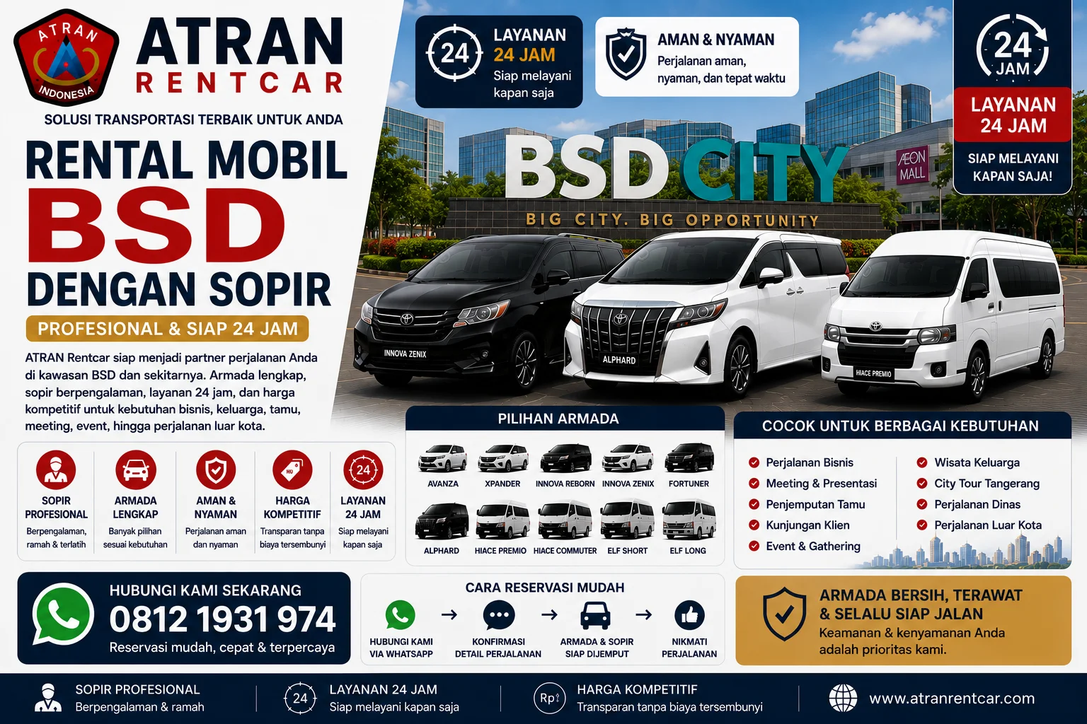 Rental Mobil BSD dengan Sopir Profesional Siap 24 Jam