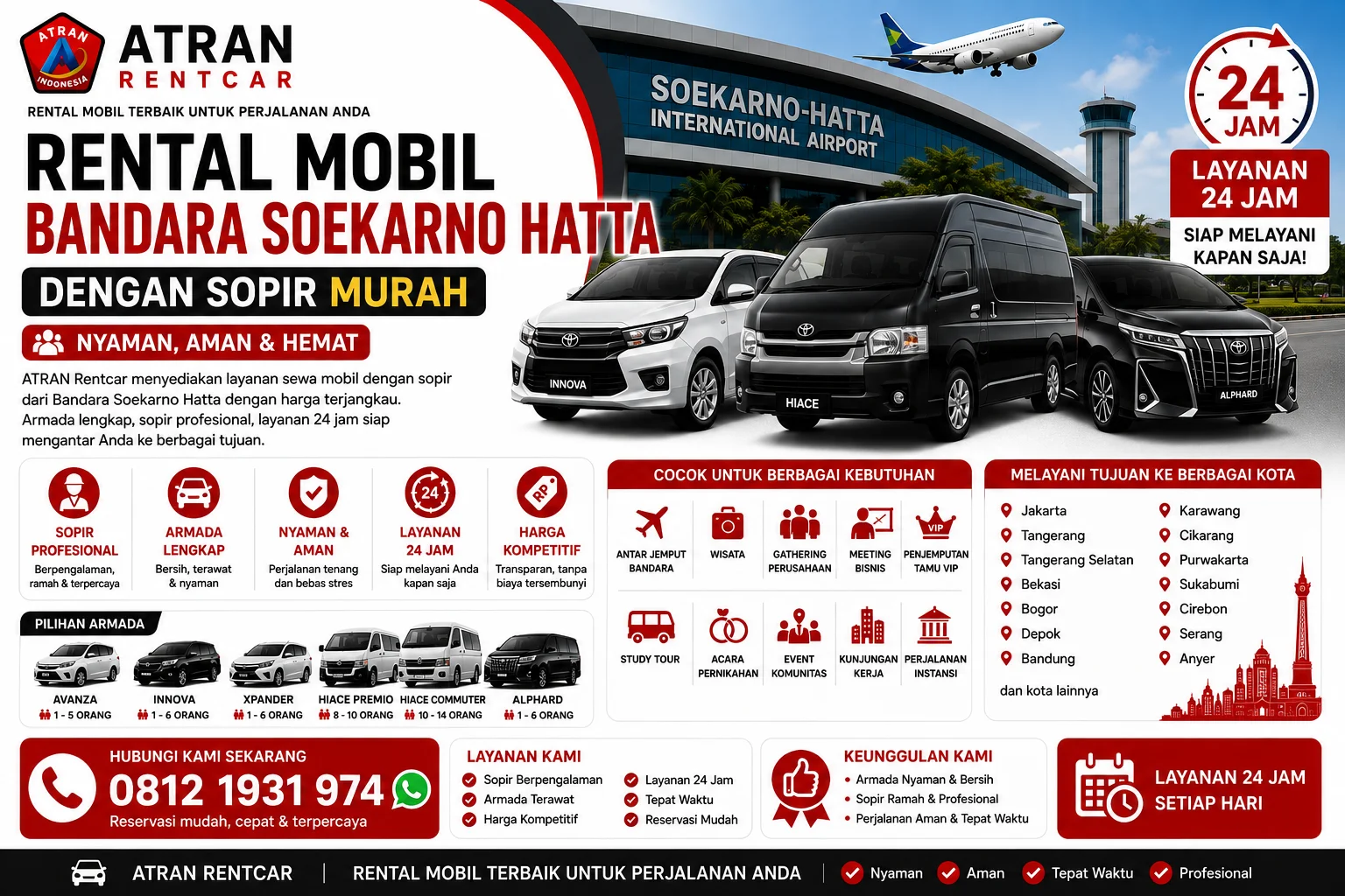 Rental Mobil Bandara Soekarno Hatta dengan Sopir Murah