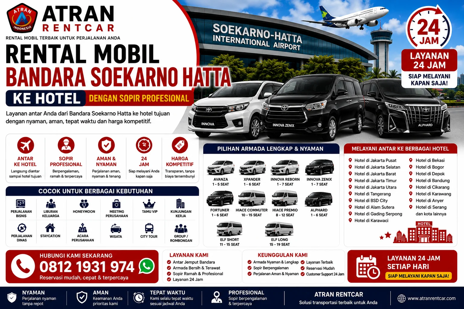 Rental Mobil Bandara Soekarno Hatta ke Hotel