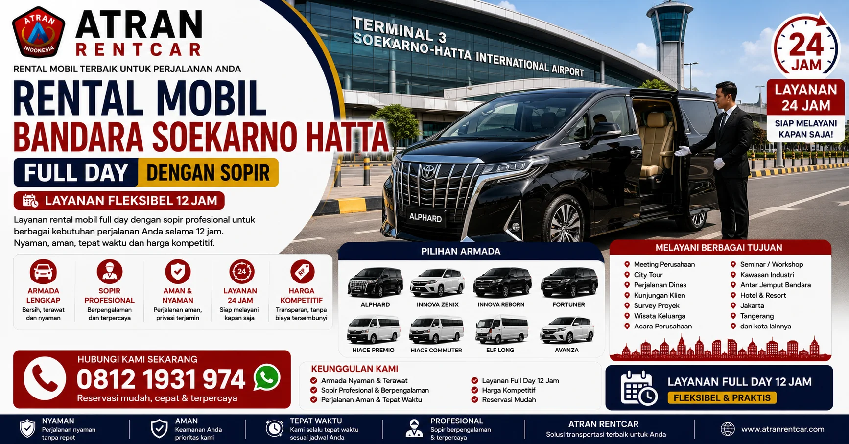 Rental Mobil Bandara Soekarno Hatta Full Day dengan Sopir